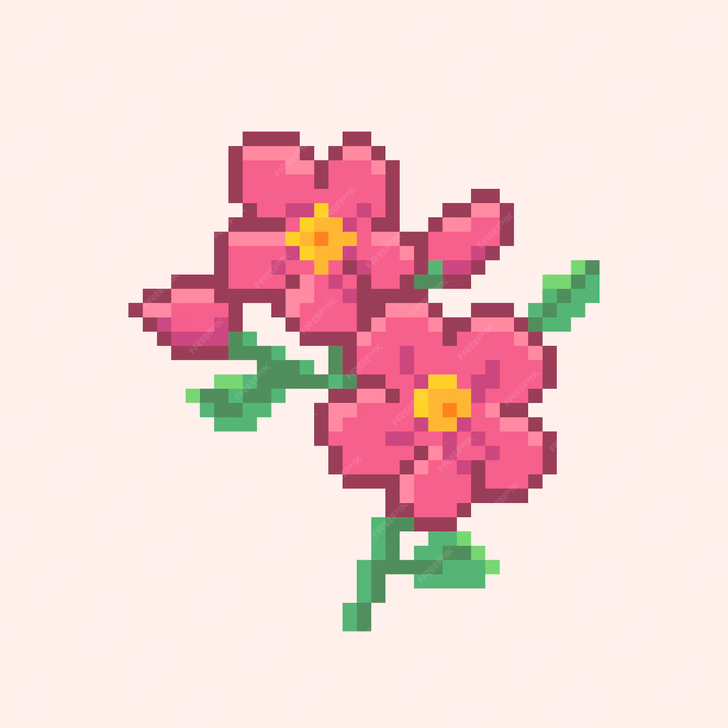 Pixelated pink flower